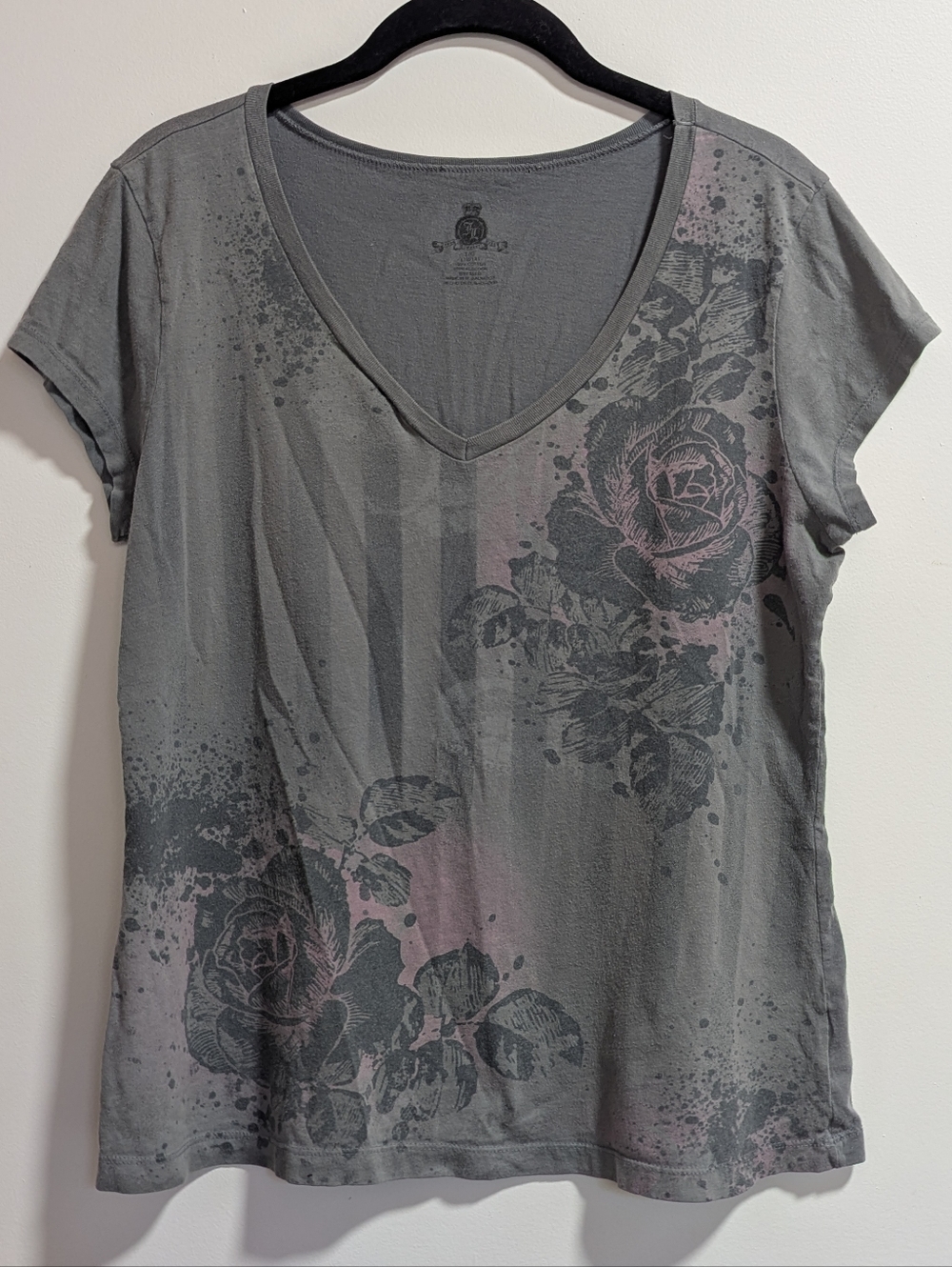 Grey Rose Print Tee
